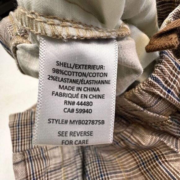 Tinseltown Cargo Pants Women's XL Brown Gray Plaid High Rise Pull-On Drawstring - Picture 9 of 10